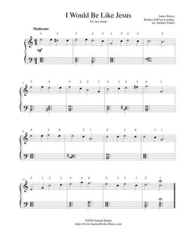 I Would Be Like Jesus - for easy piano (arr. Samuel Stokes)