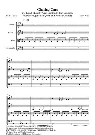 Chasing Cars (arr. G Streeks)