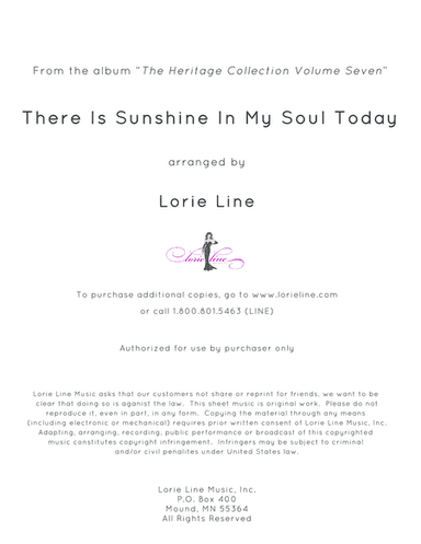 There Is Sunshine In My Soul Today (arr. Lorie Line)