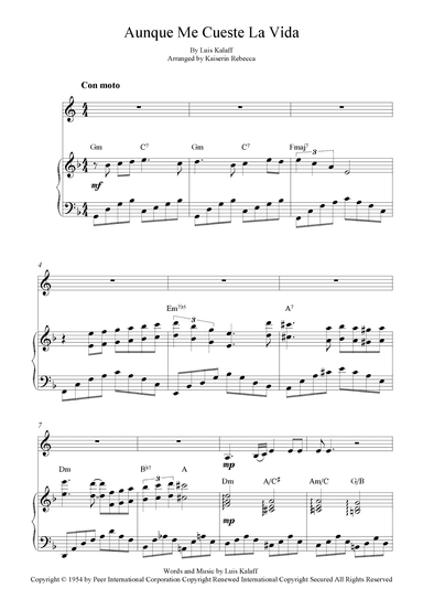 Aunque Me Cueste La Vida (arr. Kaiserin Rebecca)