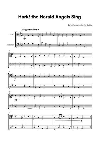 Felix Mendelssohn Bartholdy - Hark the Herald Angels Sing (for Viola and Bassoon) (arr. Cadenza Editions)