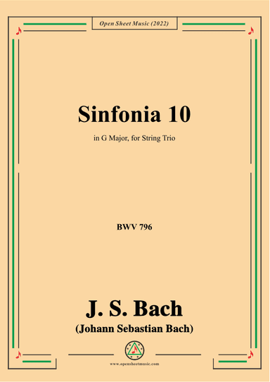 J. S. Bach-Sinfonia No.10,in G Major,BWV 796 (arr. OSM Press)