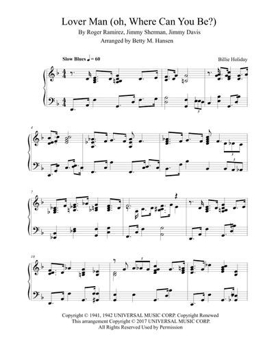 Lover Man (oh, Where Can You Be?) (arr. Betty M. Hansen)