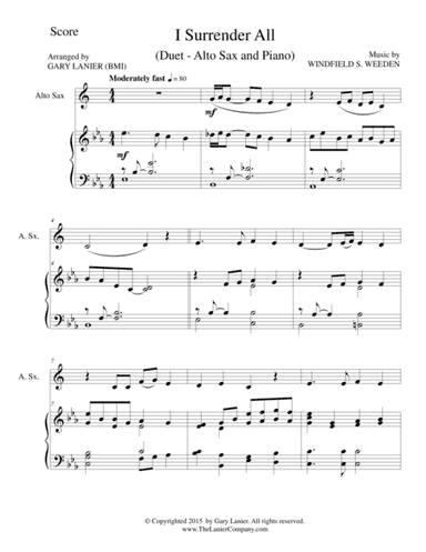 I SURRENDER ALL (Duet – Alto Sax and Piano/Score and Parts) (arr. Gary Lanier)