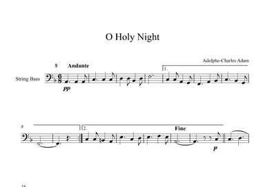 O Holy Night - Adolphe-Charles Adam (String Bass) (arr. Digital Book Music)