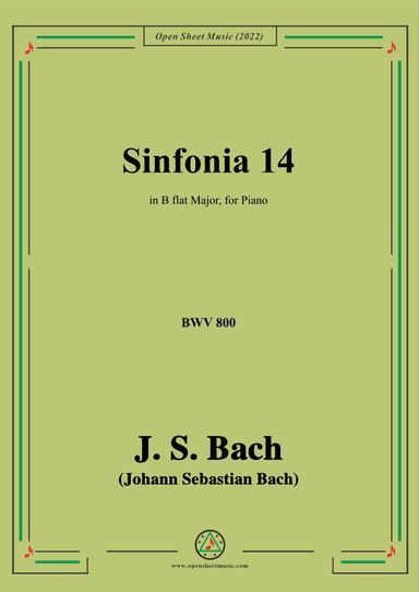 Bach-Sinfonia No.14,in B flat Major,BWV 800 (arr. OSM Press)