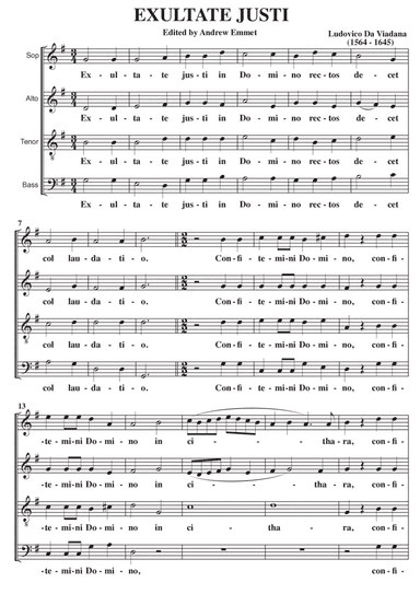 Exultate Justi A Cappella SATB (arr. Edited by Andrew Emmet)