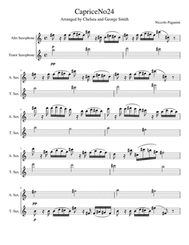 Caprice No. 24 for Saxophone Duet (arr. George and Chelsea Smith)